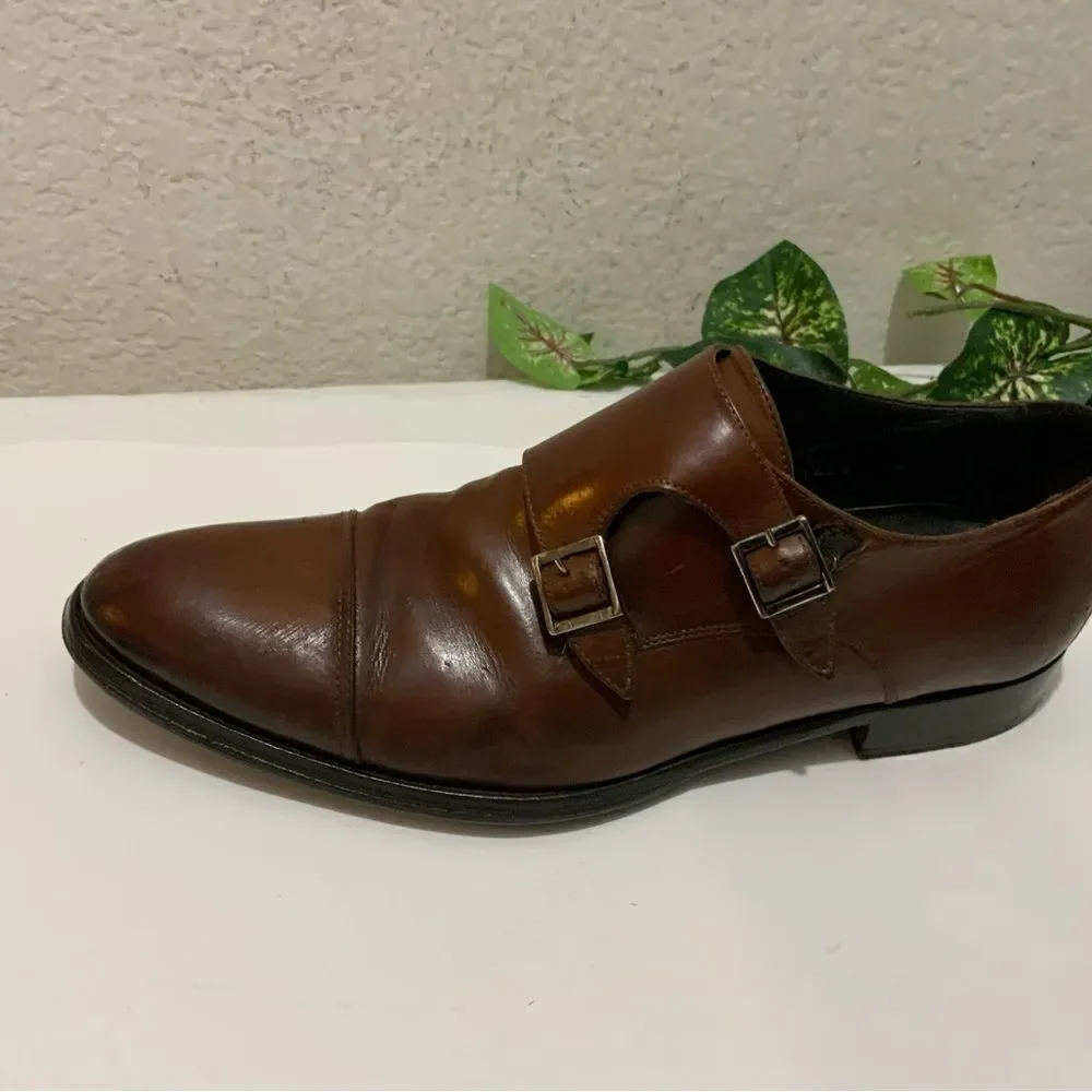 To Boot New York Men’s 8 brown leather double monk strap cap-toe dress shoes